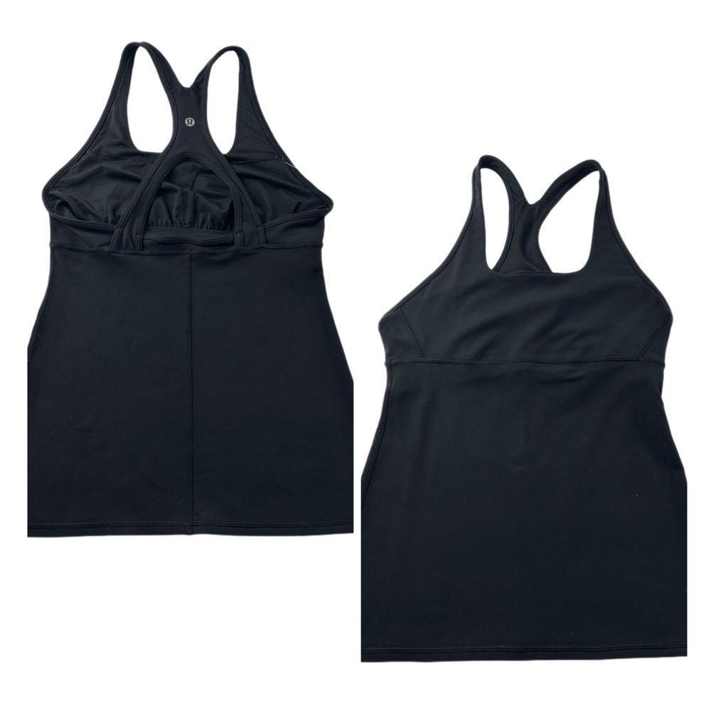 Lululemon Black Crossed Keyhole Tank Top Size 6 Built in Bra